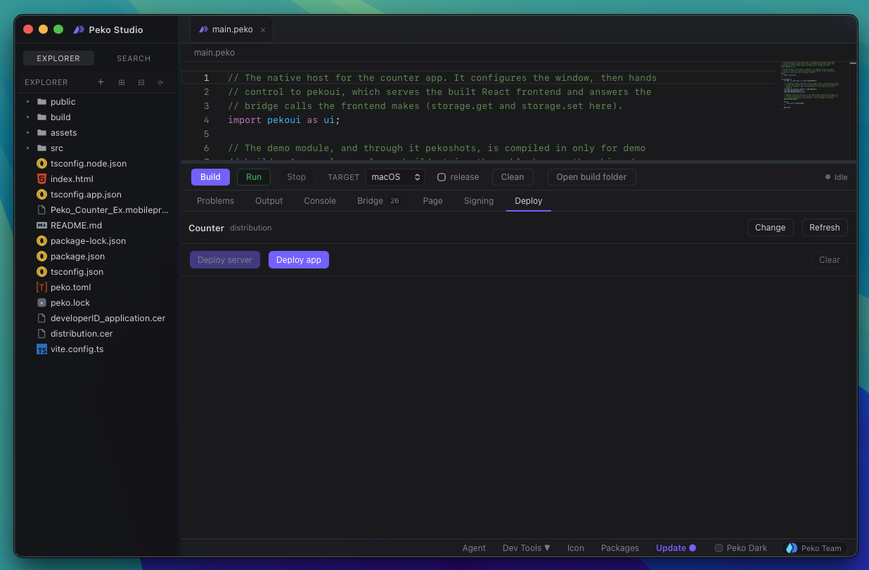 Linking the project to the selected platform app in Studio